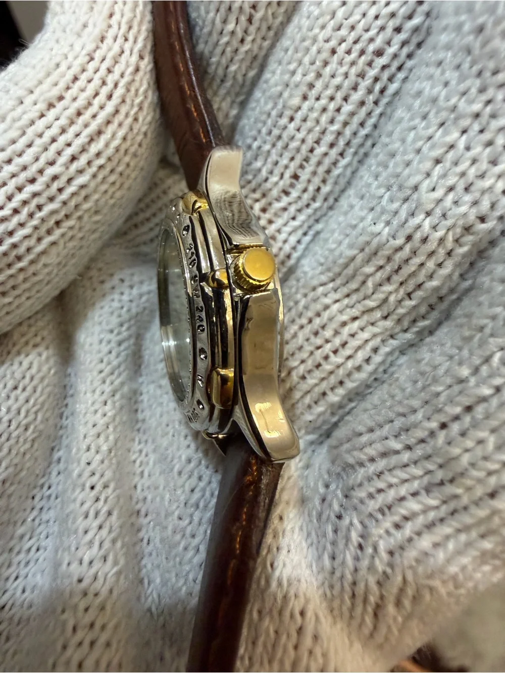 Vintage Tommy Hilfiger 1238 Quartz Watch Two-Tone Compass Bezel USA Made 90s